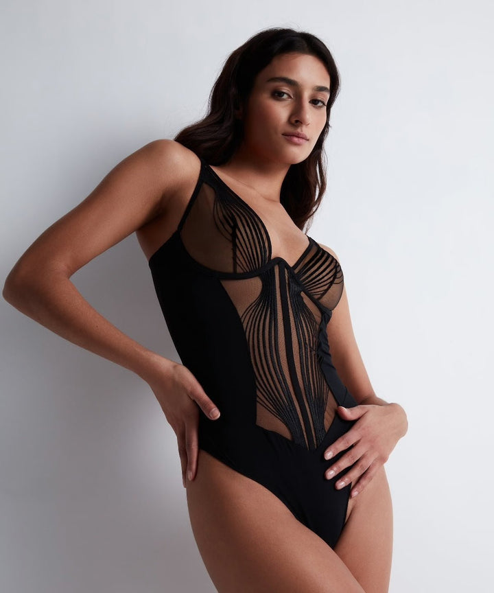 Aubade X Cindy Bruna Sumptuous Waves Bodysuit - Sugar Cookies Lingerie