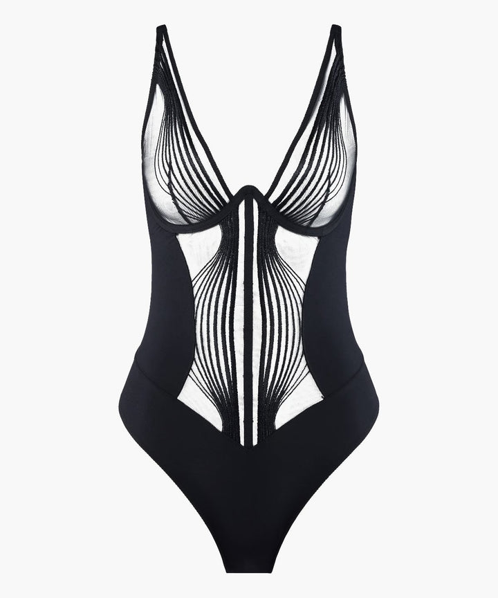 Aubade X Cindy Bruna Sumptuous Waves Bodysuit - Sugar Cookies Lingerie