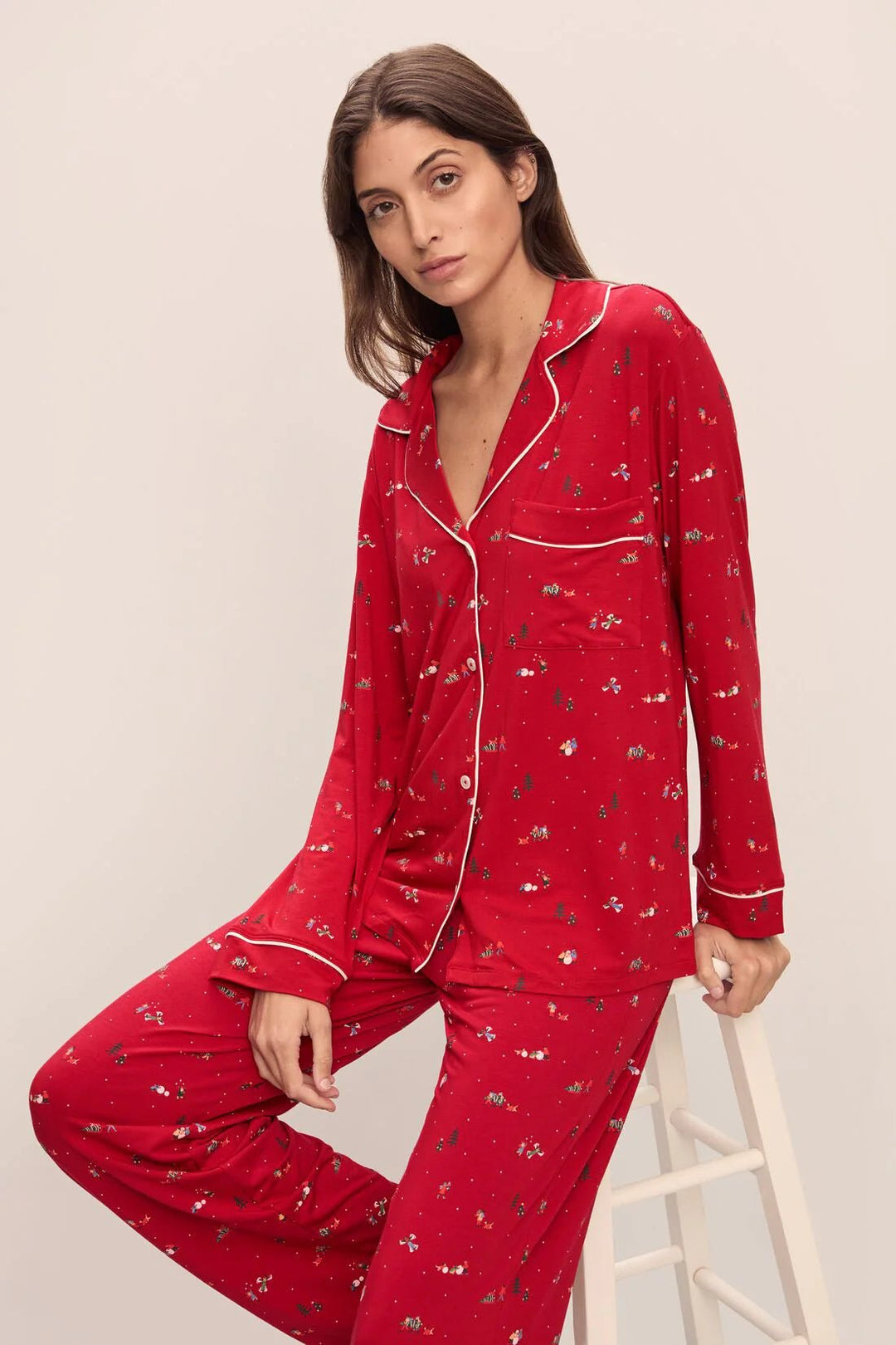 Eberjey Gisele Printed Long PJ Set - Sugar Cookies Lingerie