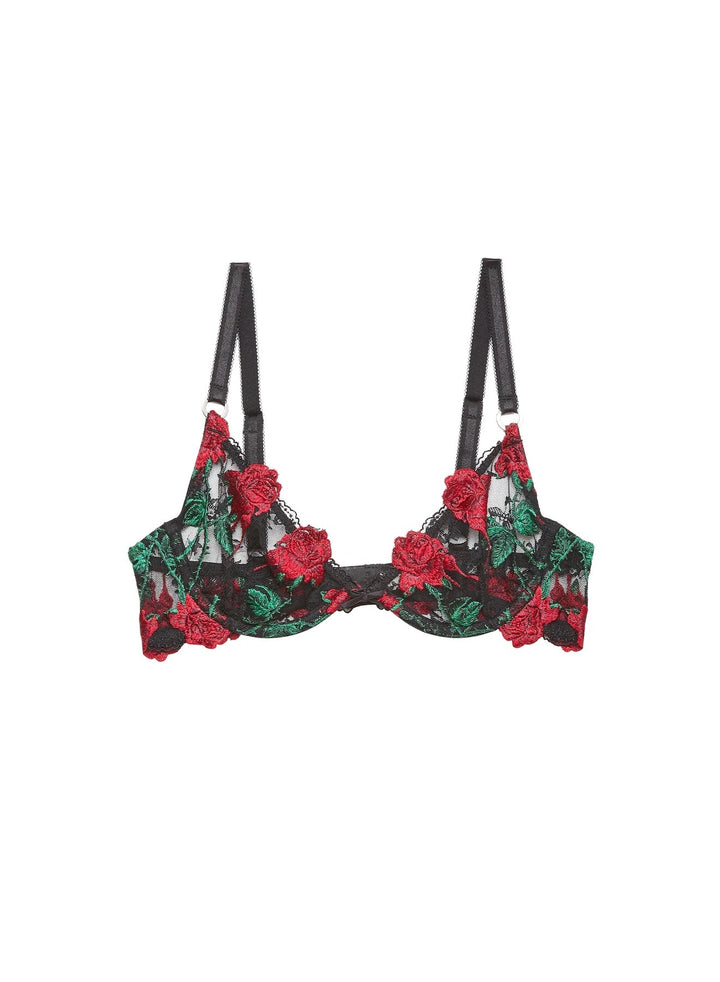 Fleur du Mal Vampire Rose Embroidery Demi Bra - Sugar Cookies Lingerie