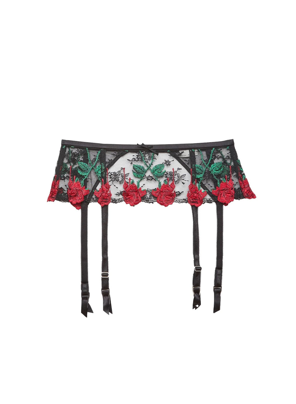 Fleur du Mal's Vampire Rose Embroidery Garter Belt - Sugar Cookies Lingerie