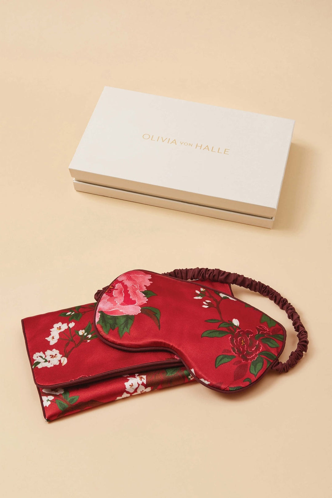 Olivia von Halle Audrey Tardieu Red Floral Silk Eye Mask - Sugar Cookies Lingerie